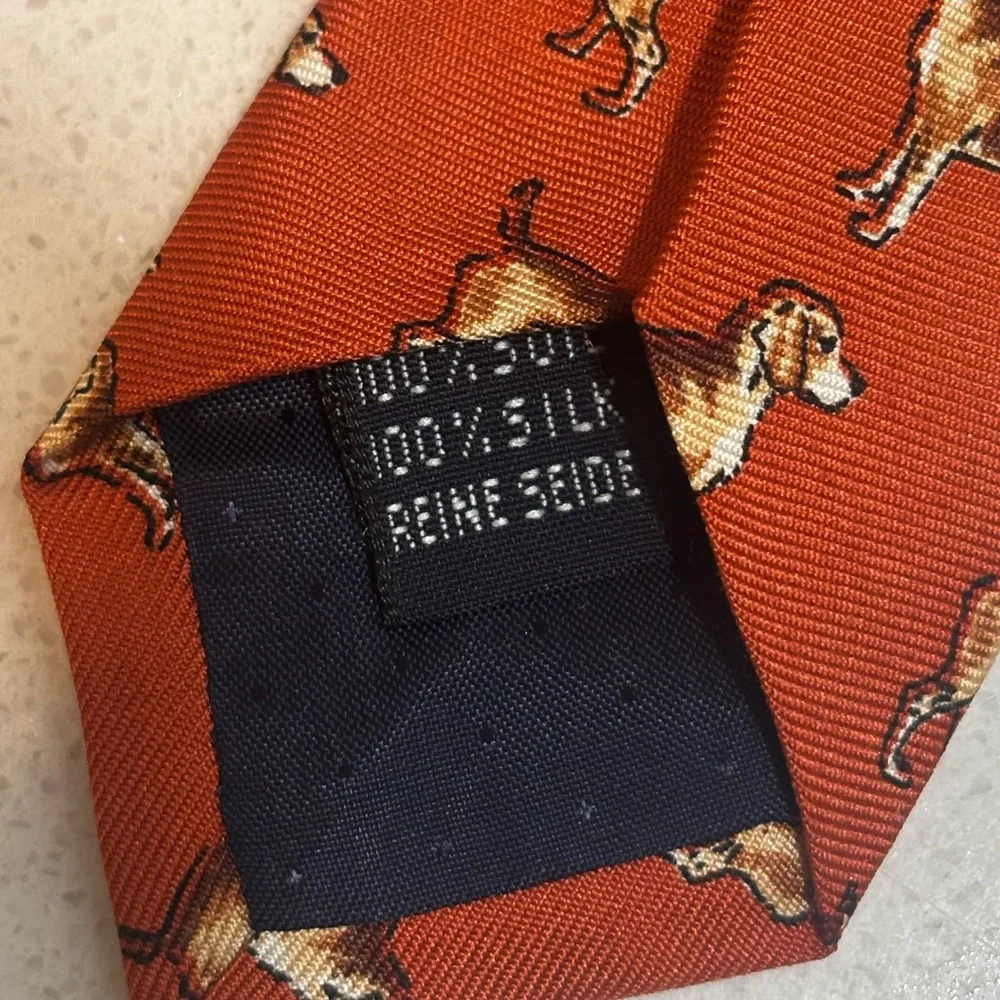 Peter Elliot Vintage Pointer Setter Dog Tie 100% Silk